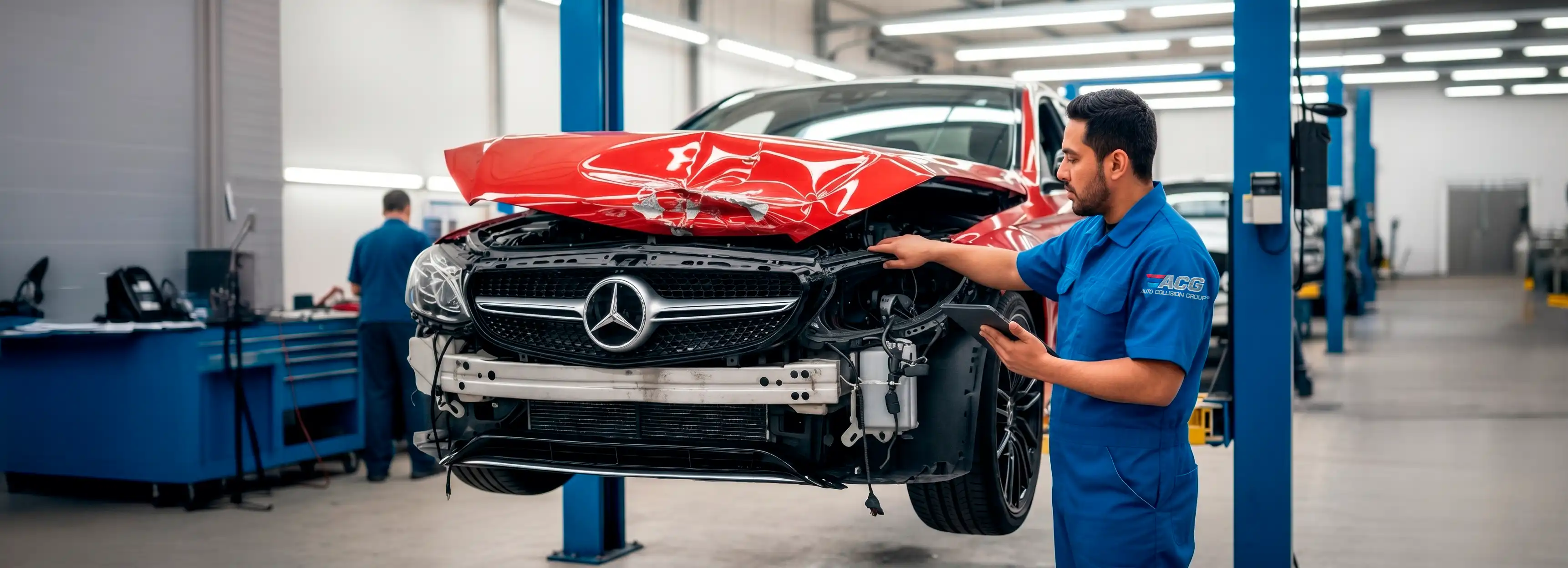 Certified auto body technician performing collision repair at Auto Collision Group Bakersfield 2