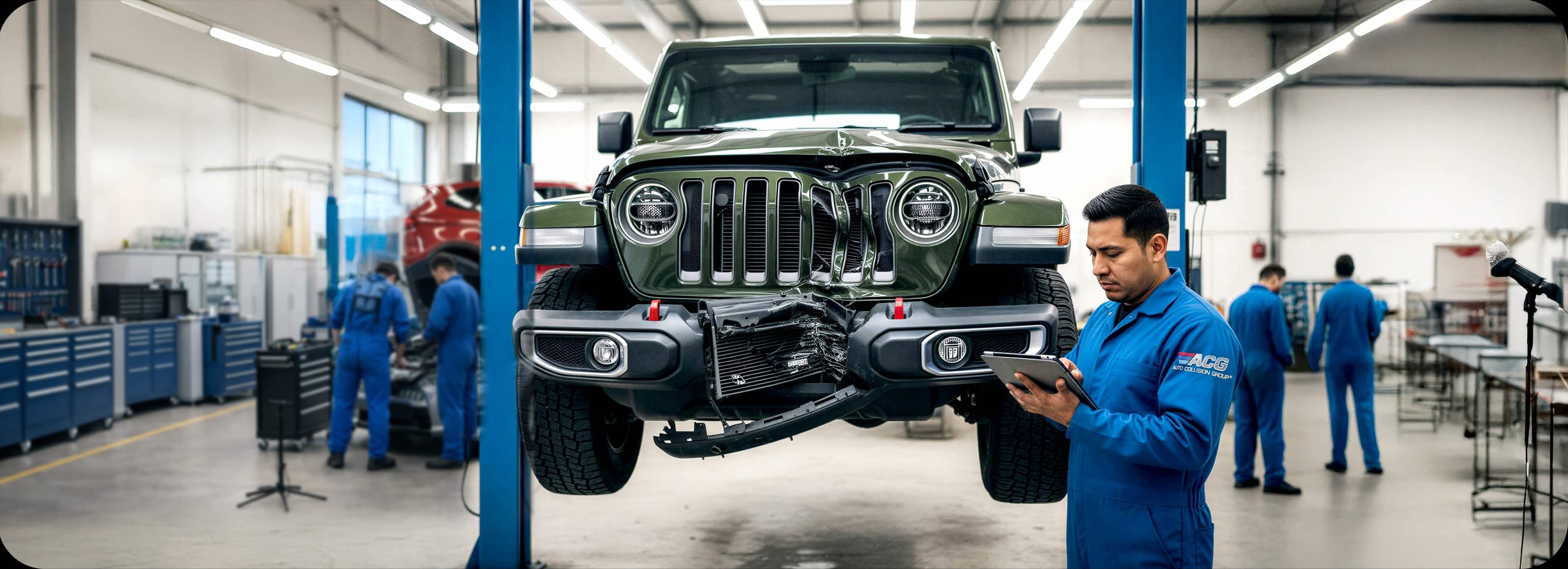 Certified auto body technician performing collision repair at Auto Collision Group Covina