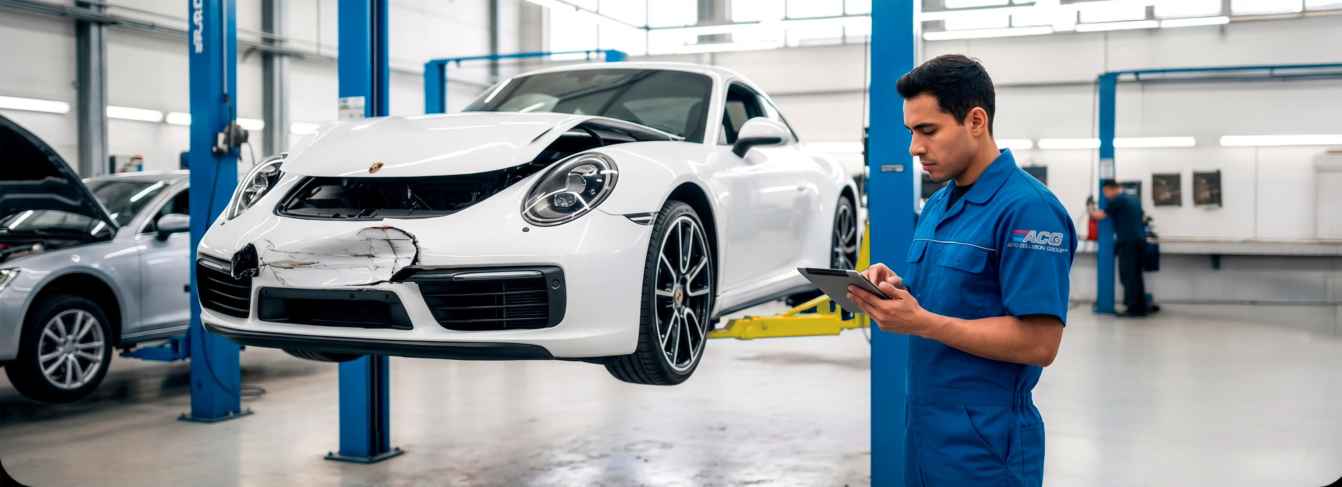 Certified auto body technician performing collision repair at Auto Collision Group Los Angeles