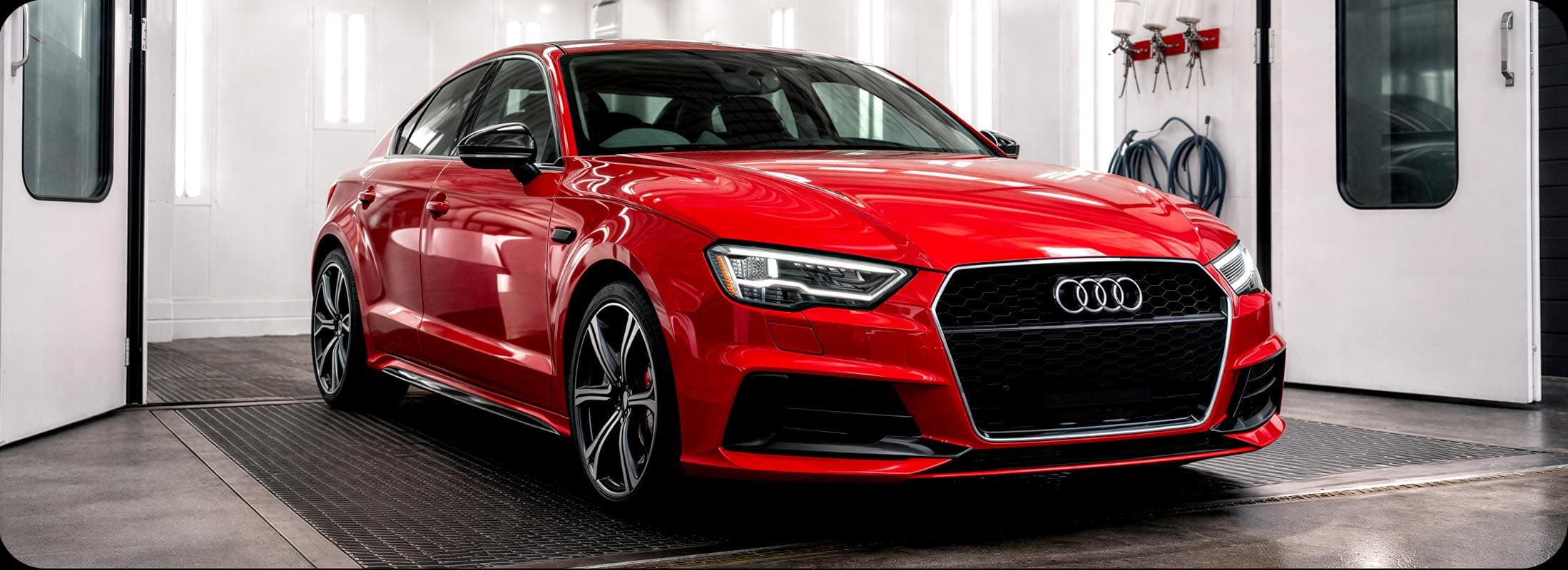 Professional automotive paint refinishing and detailing process at Auto Collision Group Santa Ana