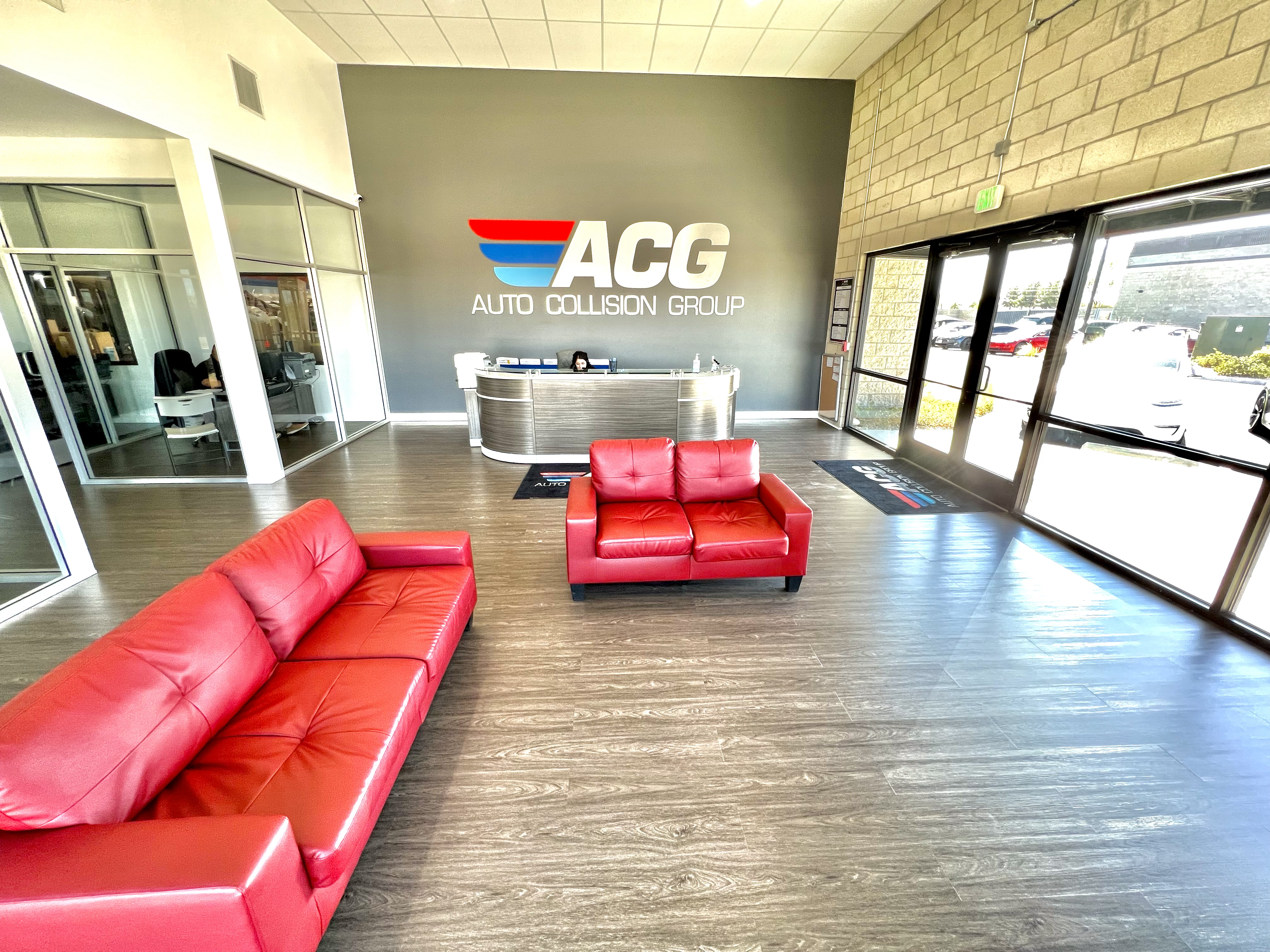 Auto collision repair office lobby