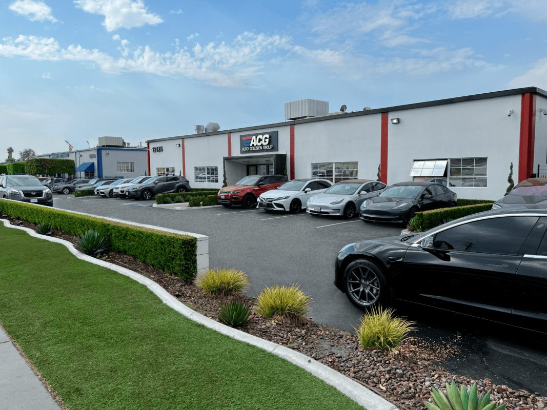 Car dealership parking lot exterior