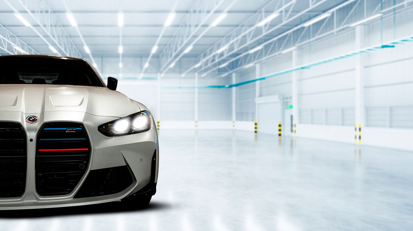 Sleek car in spacious garage