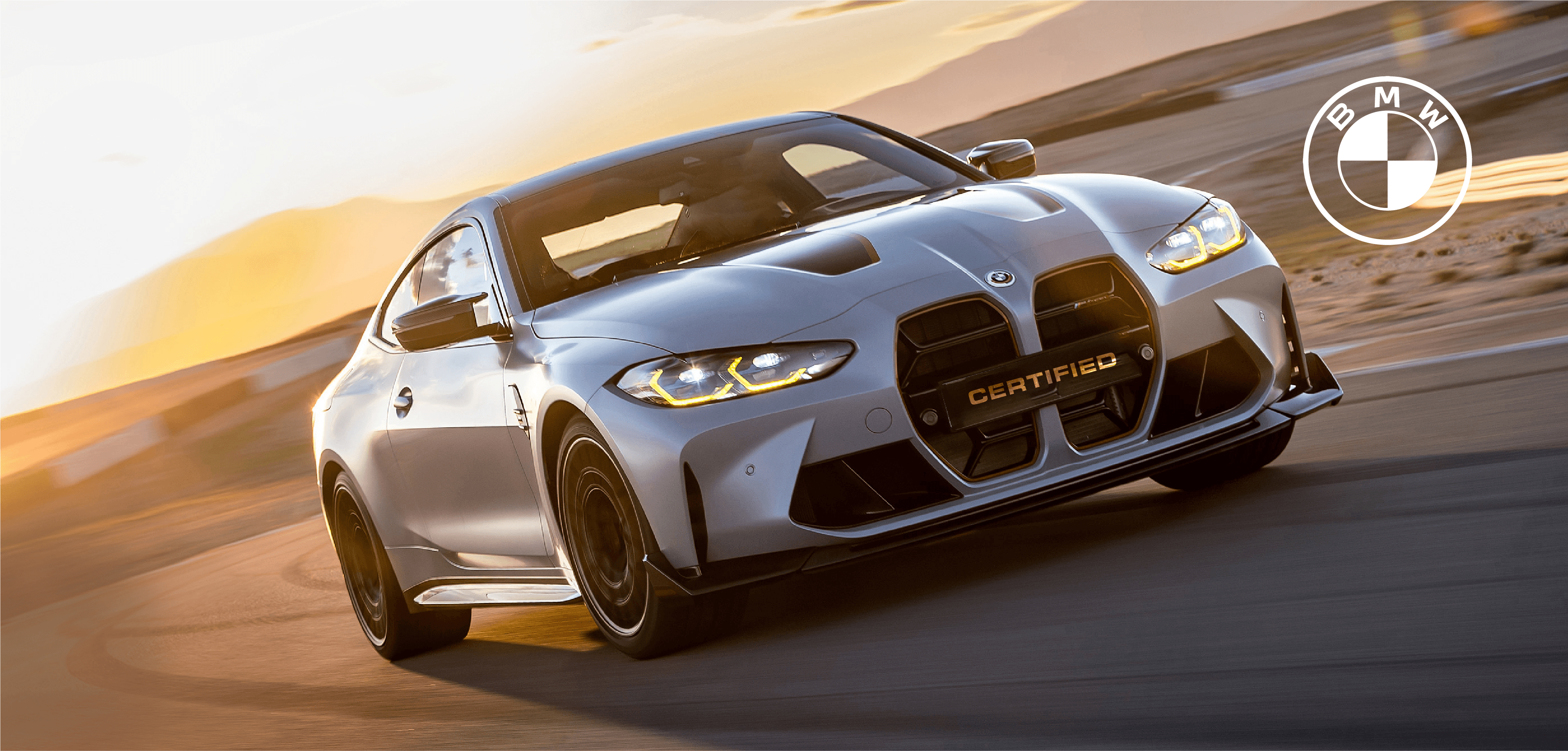 BMW car driving on track