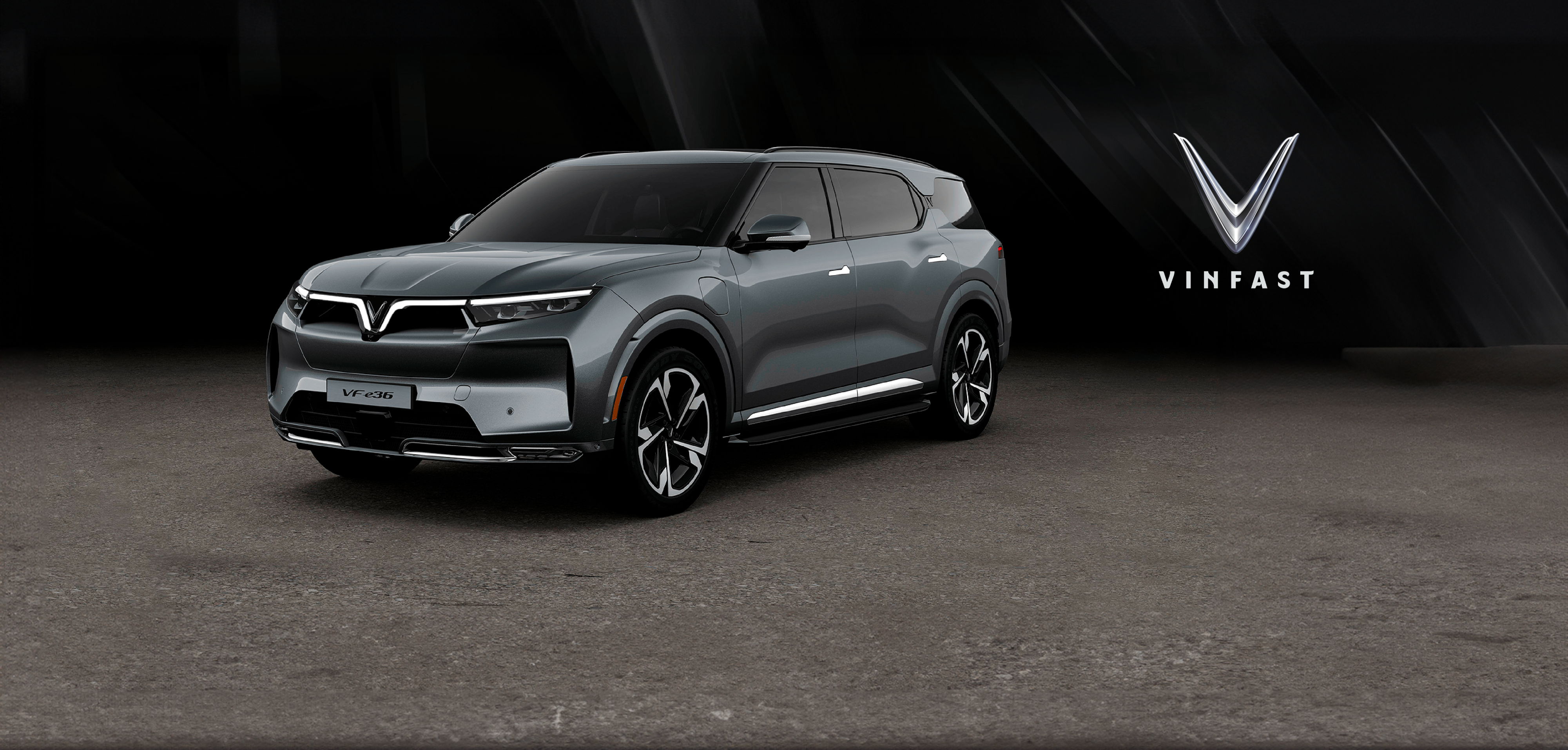 Electric SUV on display pavement