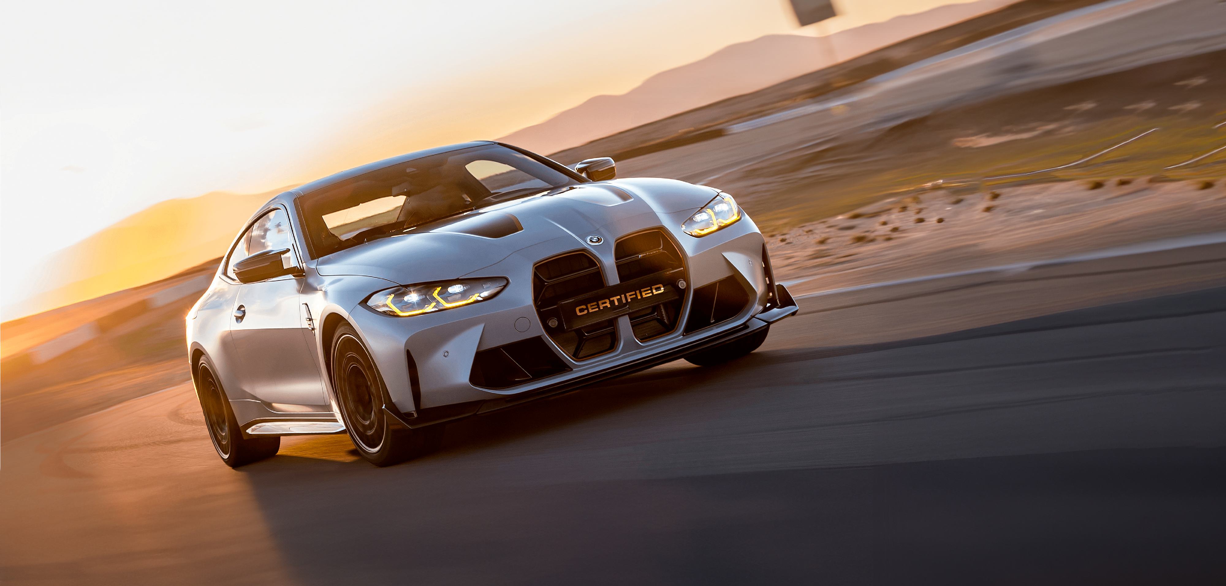 Sports car driving on track