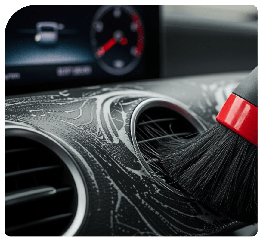 Car dashboard cleaning brush detailing