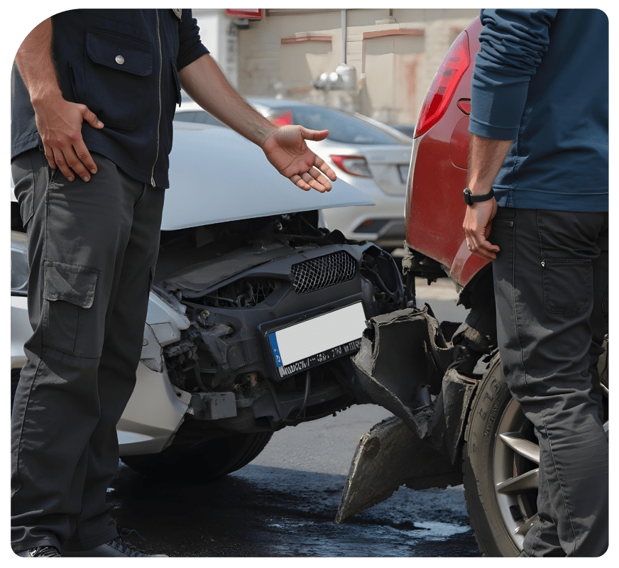 Car accident scene discussion roadside
