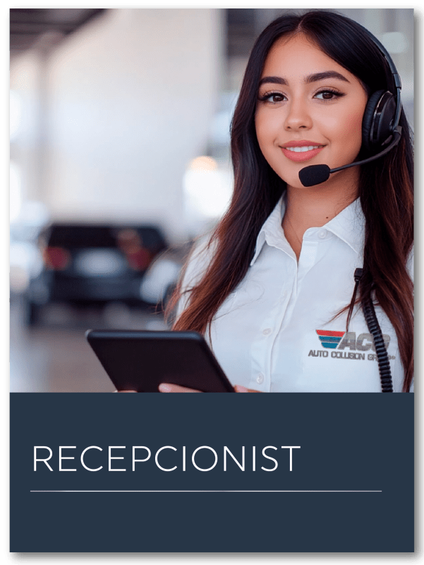 Receptionist with headset and tablet