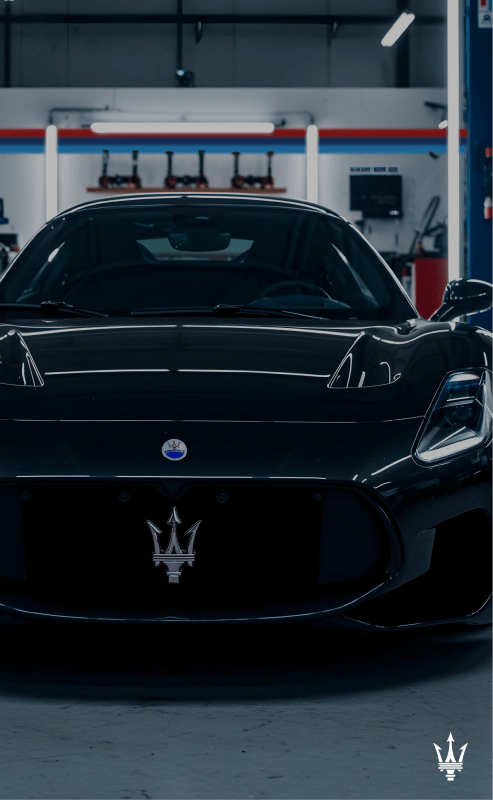 Luxury car in showroom setting