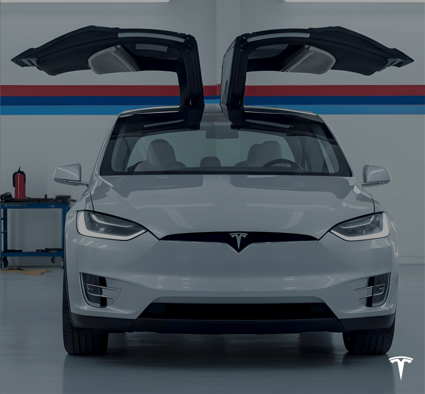 Futuristic electric car showroom display