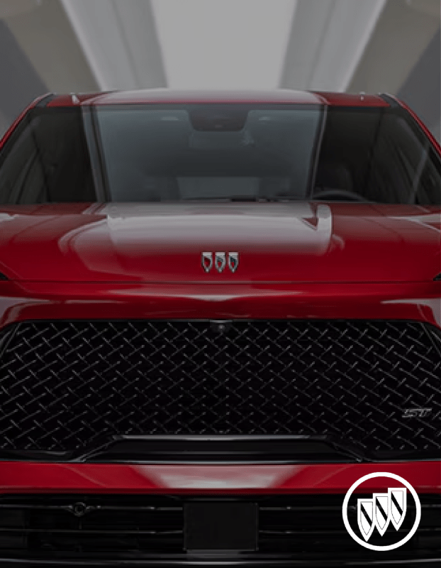 Red luxury car front grille