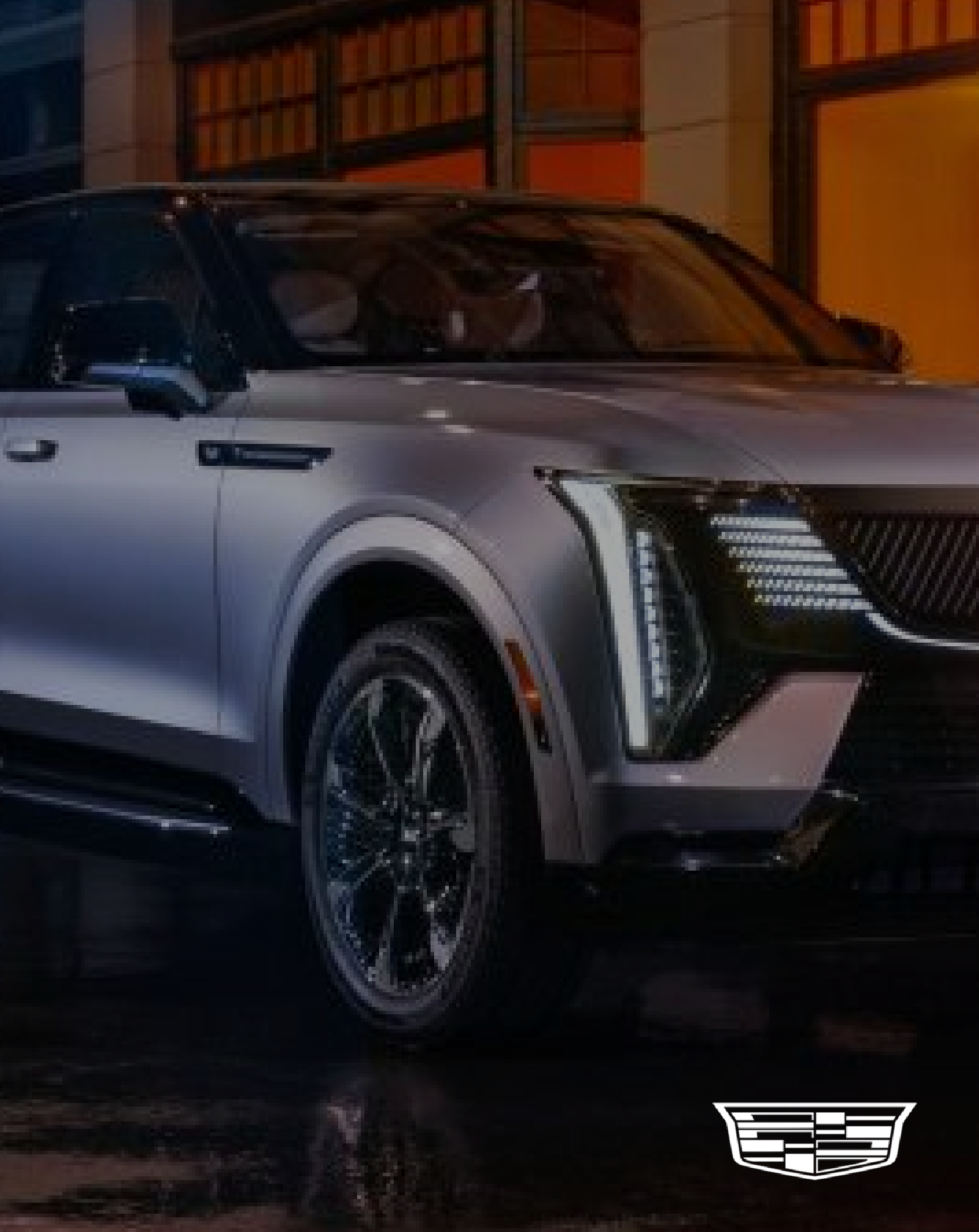 Luxury car exterior nighttime view