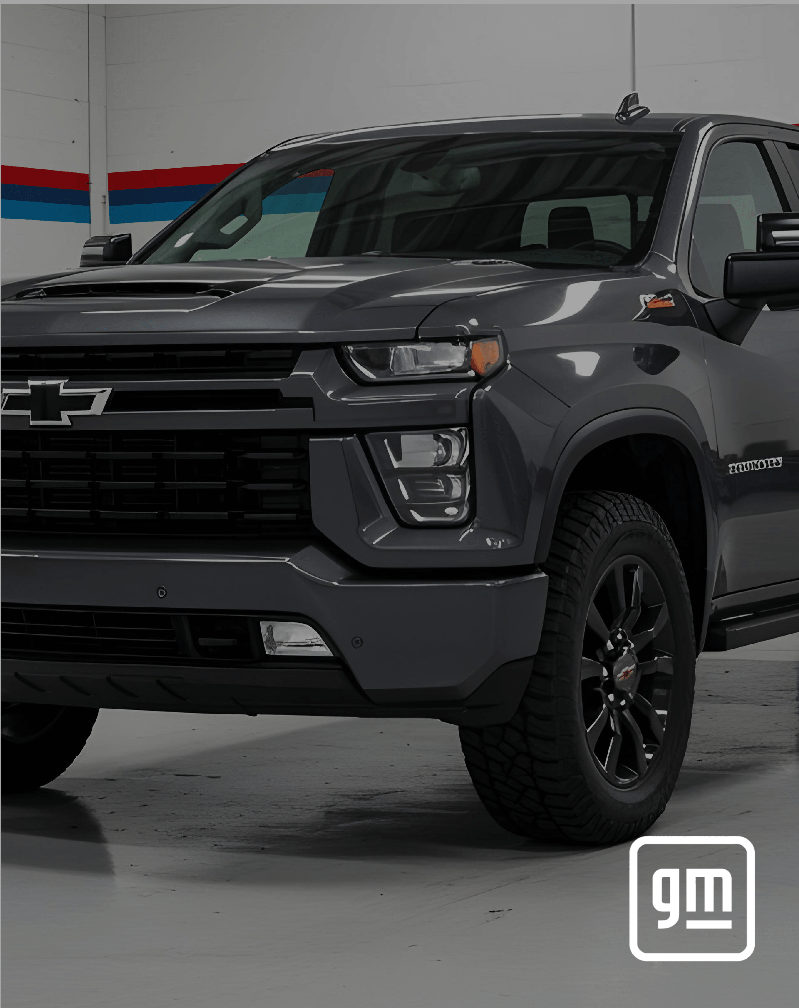 Chevrolet pickup truck in showroom