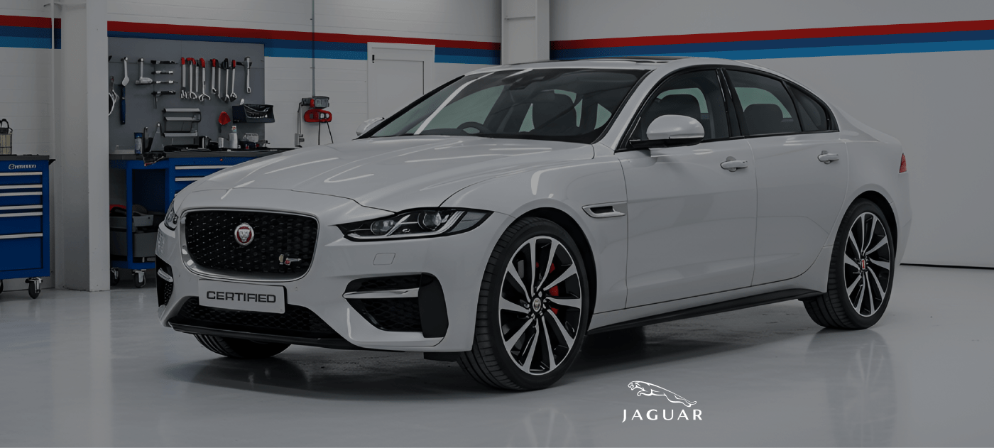 Jaguar sedan in auto workshop