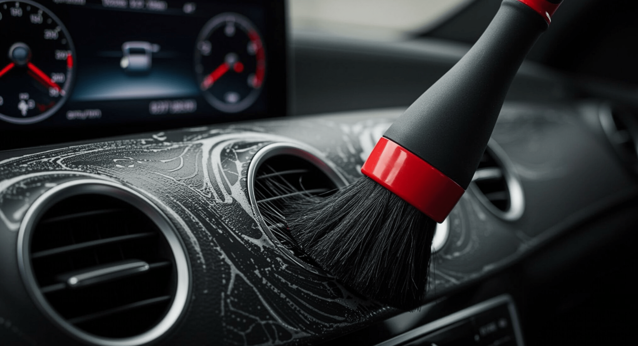 Car detailing brush cleaning interior
